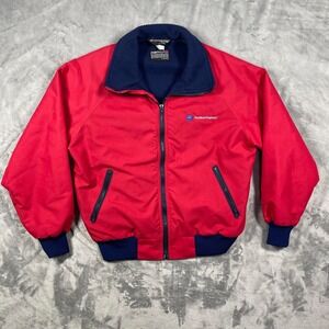 Sportsmaster USA Jacket XL Polarfleece Red Bomber Vintage Dacron New England